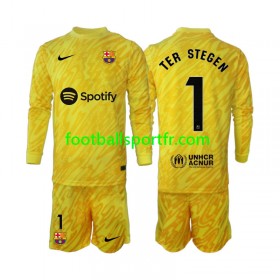 Tenue FC Barcelone Ter Stegen 1 Gardien Enfant Exterieur 2024-2025 Maillot de Foot ML